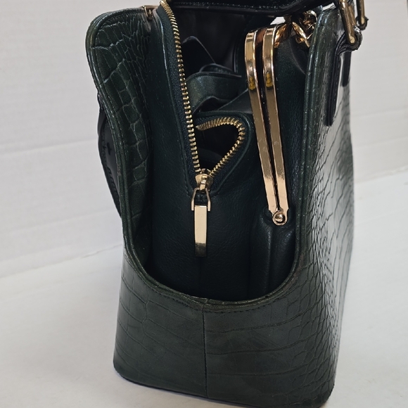 Dune London Dark Green Croc-Embossed Purse And Pouch - Picture 7 of 8